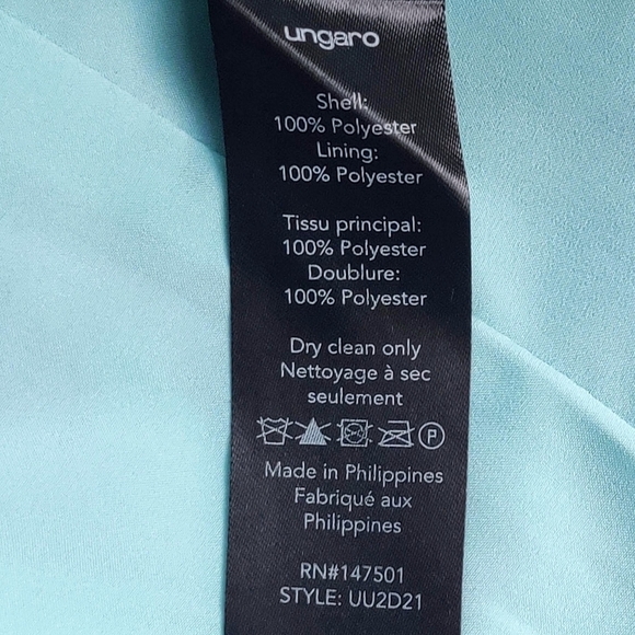 UNGARO Maureen Halter Maxi Dress M  Floral Blue Multi Ruched Waist Sleeveless - Picture 7 of 16